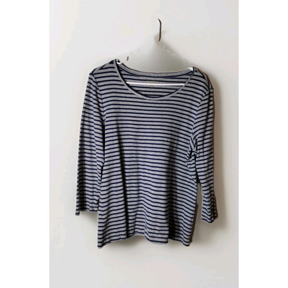 New Directions Top XL Striped Stretch Cotton Casual